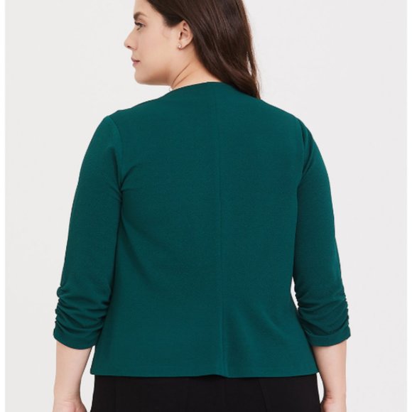TORRID UNSTRUCTURED GREEN CREPE BLAZER NWOT - Picture 2 of 7